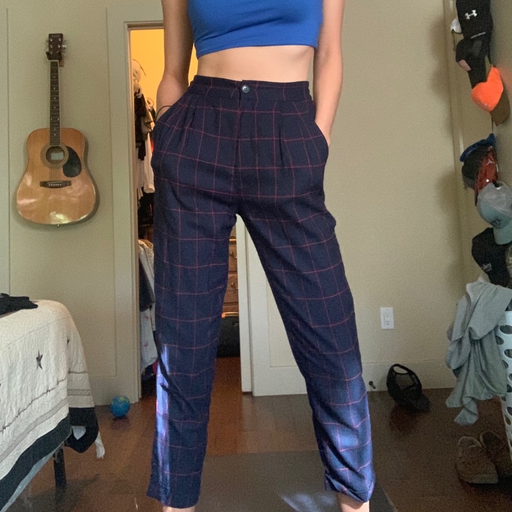 3 for $24 -Forever 21 Plaid Navy & Red trousers XS